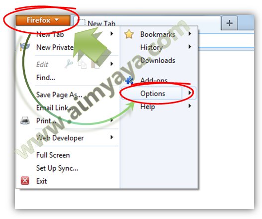  Gambar: Menampilkan konfigurasi Options Firefox
