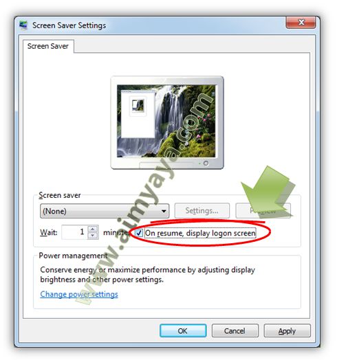  Gambar: Mengatur setting screen saver di Windows 7 