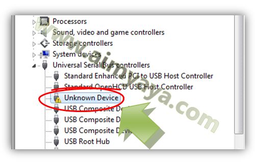  Gambar: Contoh USB flashdisk tidak dikenal (unknown device)