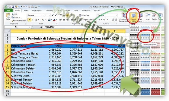  Gambar: Memilih Format Tabel di Microsoft Excel